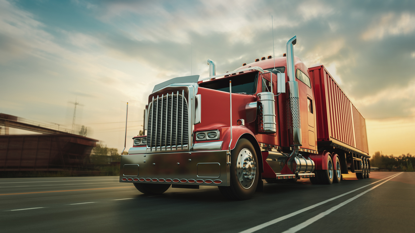 Red Truck Running on Highway