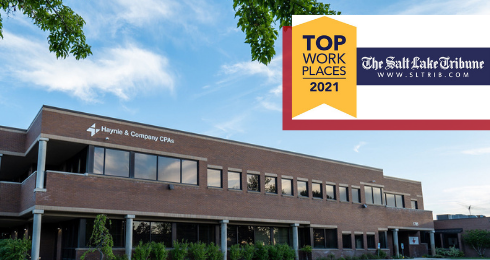 2021 Top Work Places SLC - Exterior Haynie & Company office